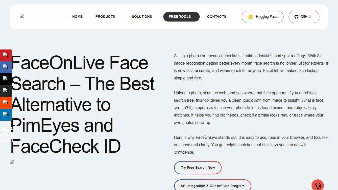 Free Face Search Online - The Best Alternative to PimEyes and FaceCheck ID - FaceOnLive : On-Premises ID Verification & Biometrics Solution Provider